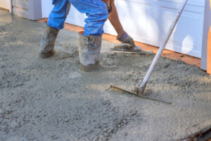 Concrete Driveway being paved into residential home Rhode Island | LJ Beausoleil